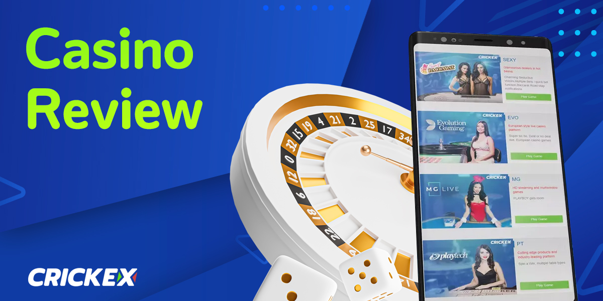 What games are available in the online casino section of the Crickex website